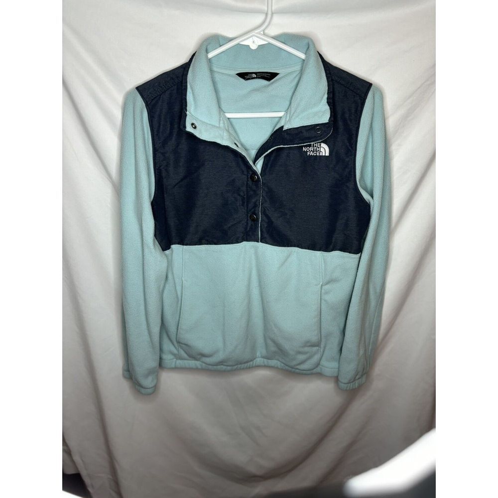 The North Face Denali Teal Jacket 1/4 Button‎ Up Women's Medium Fleece